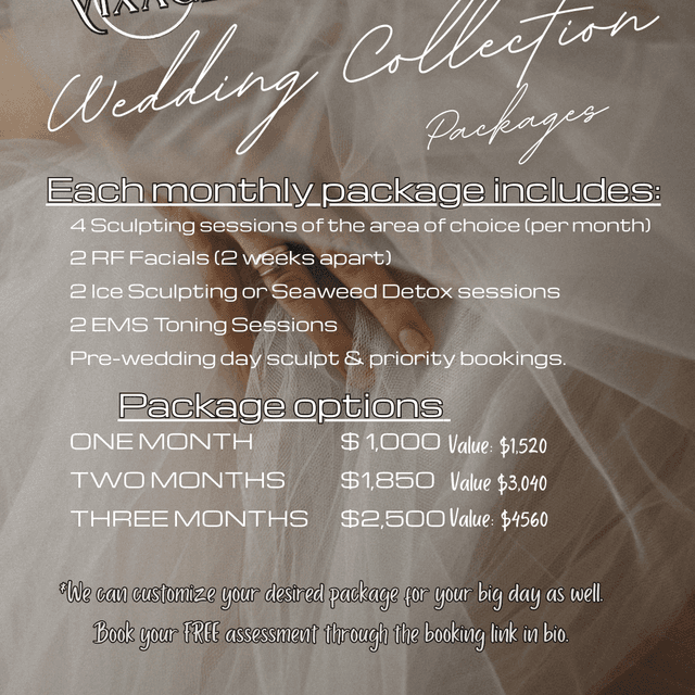 Wedding Package - THREE Months at Bodied by Vixáge in Puyallup, WA